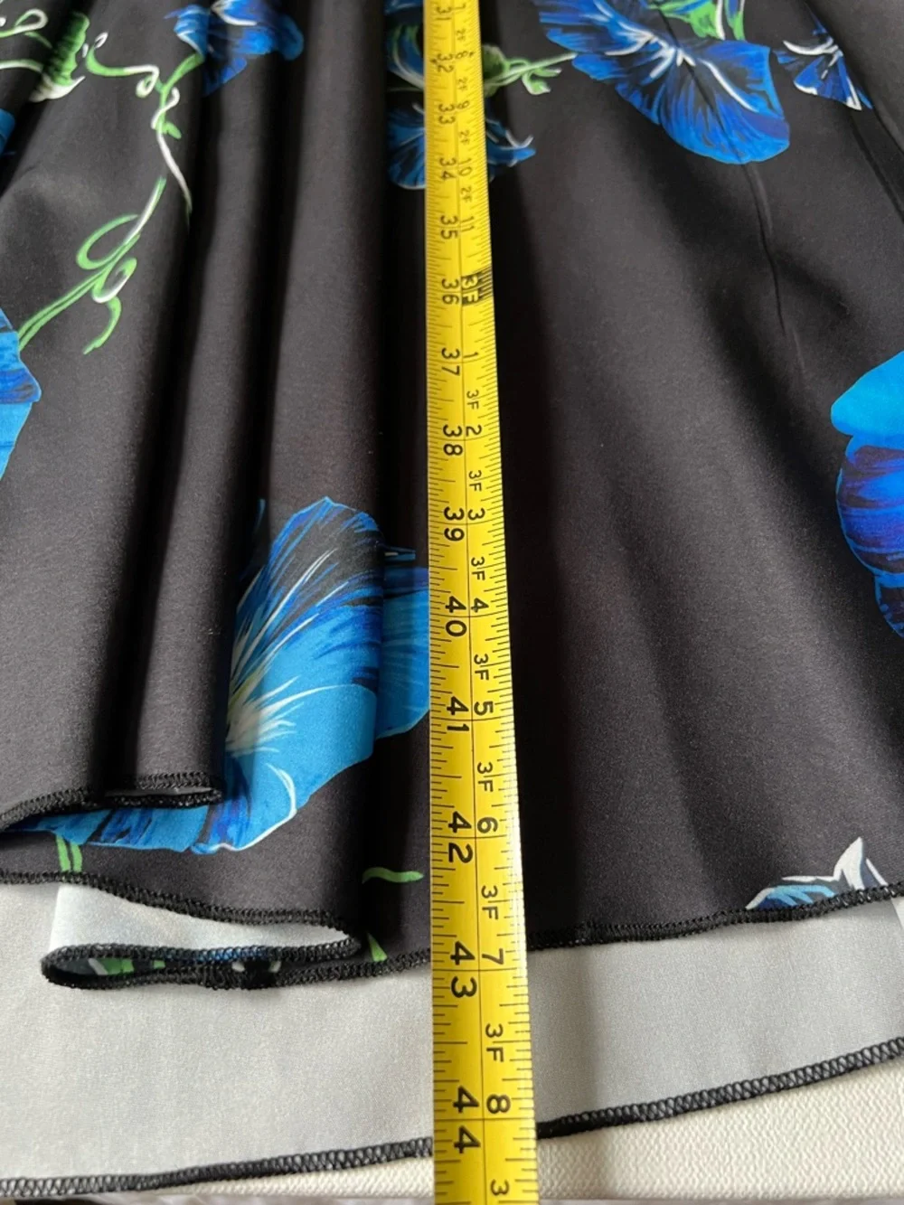 Women’s Black Floral Dress with Blue Morning Glory Print - L - Picture 6 of 9